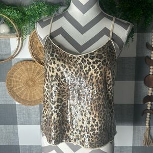 Leopard Sequin Tank Blouse